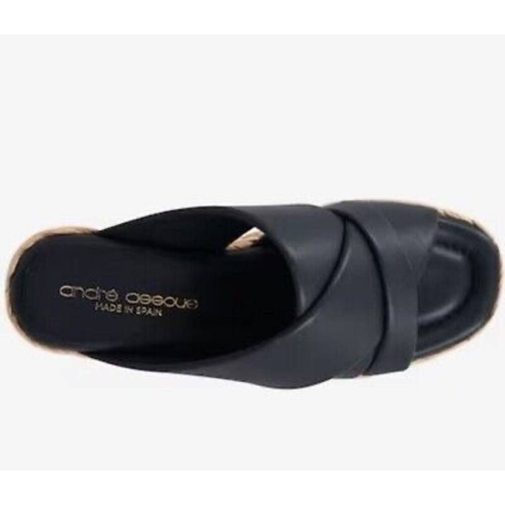 Andre Assous Calesa Navy Espadrille Sandals Crossover Slip On Women 38 - Picture 2 of 10